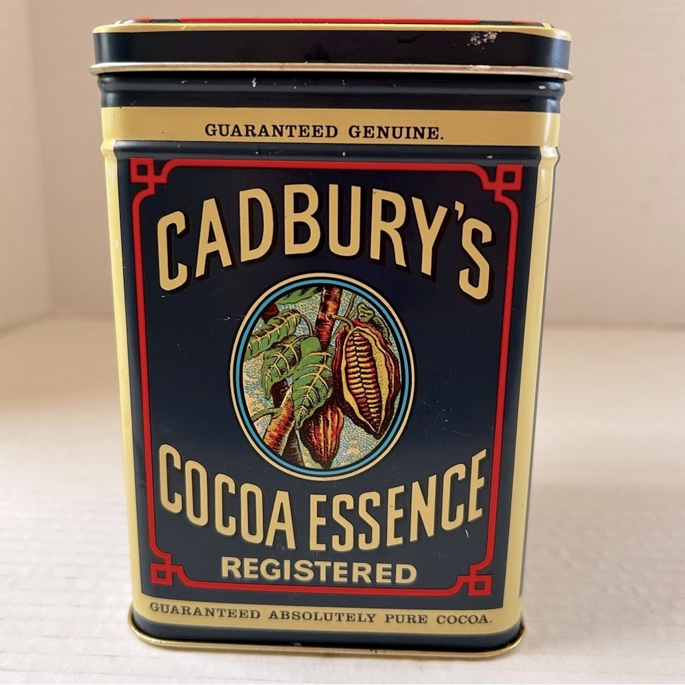 Vintage Cadbury's Cocoa Essence Advertising Tin 1977 - Retro Kitchen Collectible